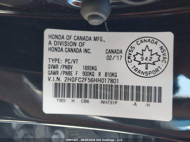 Honda Civic 2017 2HGFC2F56HH017801 Image 17