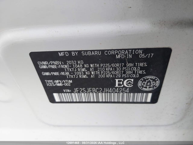 Продажа на аукционе авто 2018 Subaru Forester 2.5i, vin: JF2SJEBC2JH404254, номер лота: 12691465