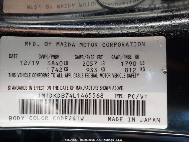 Aukcja sprzedaży 2020 Mazda Cx-3 Gx, vin: JM1DKDB74L1465568, numer aukcji: 12691487