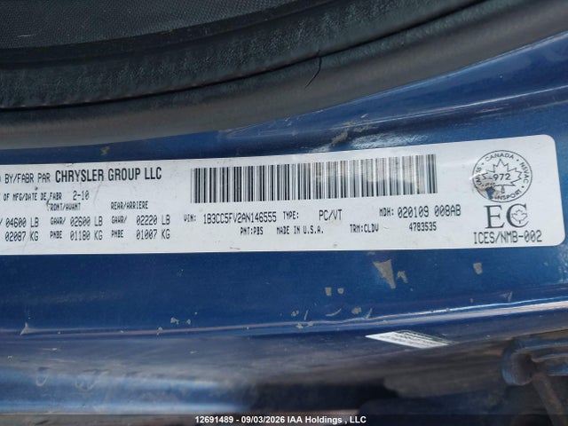 2010 Dodge Avenger R/t მანქანა იყიდება აუქციონზე, vin: 1B3CC5FV2AN146555, აუქციონის ნომერი: 12691489