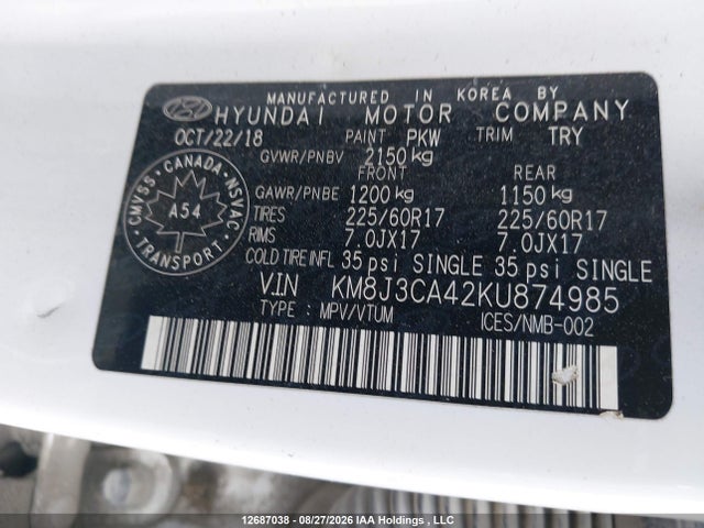 Hyundai Tucson Preferred 2019 KM8J3CA42KU874985 Image 9