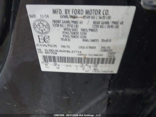 Aukcja sprzedaży 2015 Lincoln Mkx, vin: 2LMDJ8JK0FBL27714, numer aukcji: 12691505