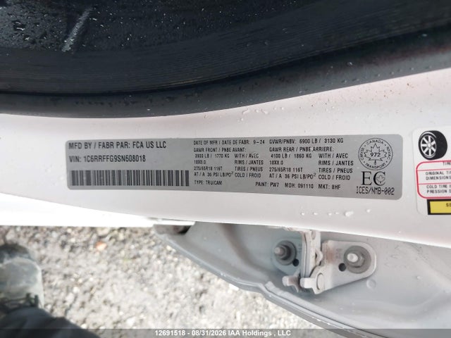Продаж на аукціоні авто 2025 Ram 1500 Big Horn/lone Star, vin: 1C6RRFFG9SN608018, номер лоту: 12691518