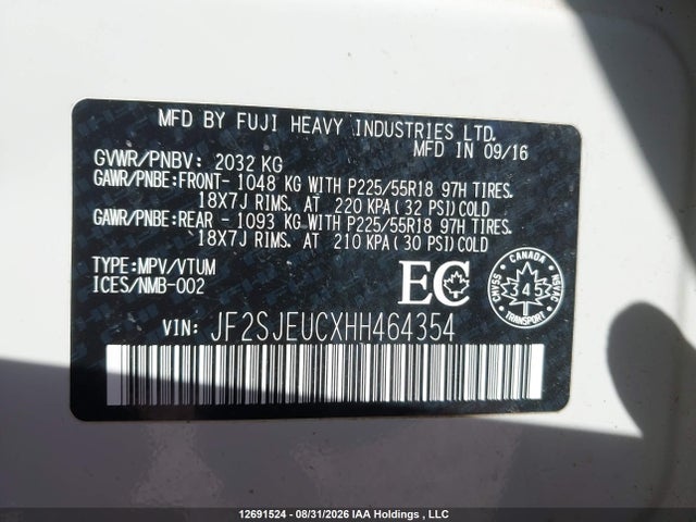 JF2SJEUCXHH464354 Subaru Forester 2.5i Touring
