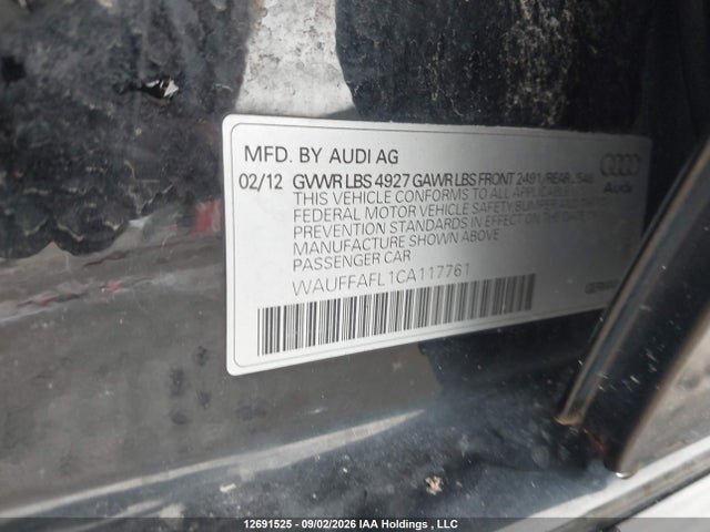 Продаж на аукціоні авто 2012 Audi A4 2.0t Premium, vin: WAUFFAFL1CA117761, номер лоту: 12691525