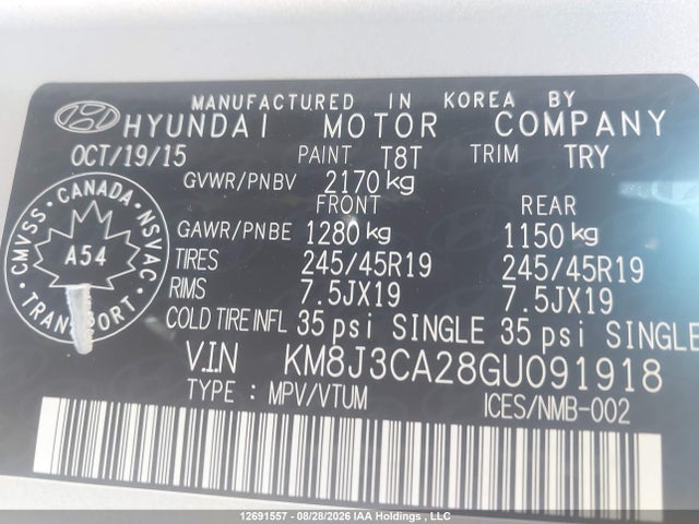 KM8J3CA28GU091918 Hyundai Tucson Ultimate