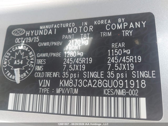 KM8J3CA28GU091918 Hyundai Tucson Ultimate