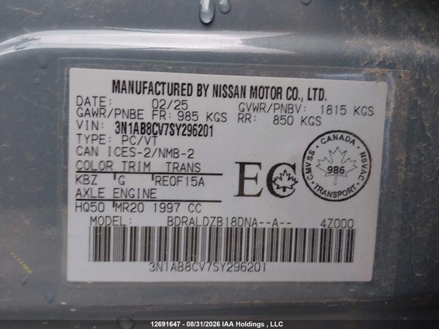 Nissan SENTRA SV 2025 3N1AB8CV7SY296201 Image 9