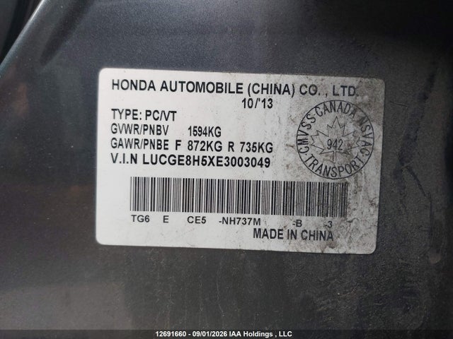 Honda FIT LX 2014 LUCGE8H5XE3003049 Image 9