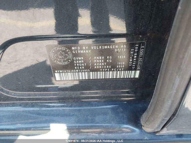 Aukcja sprzedaży 2013 Volkswagen Golf 2.5l Comfortline/2.5l Highline/2.5l Trendline/wolfsburg Edition 2.5l, vin: WVWCA7AJ8DW128855, numer aukcji: 12691674