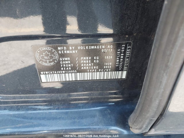 Aukcja sprzedaży 2013 Volkswagen Golf 2.5l Comfortline/2.5l Highline/2.5l Trendline/wolfsburg Edition 2.5l, vin: WVWCA7AJ8DW128855, numer aukcji: 12691674