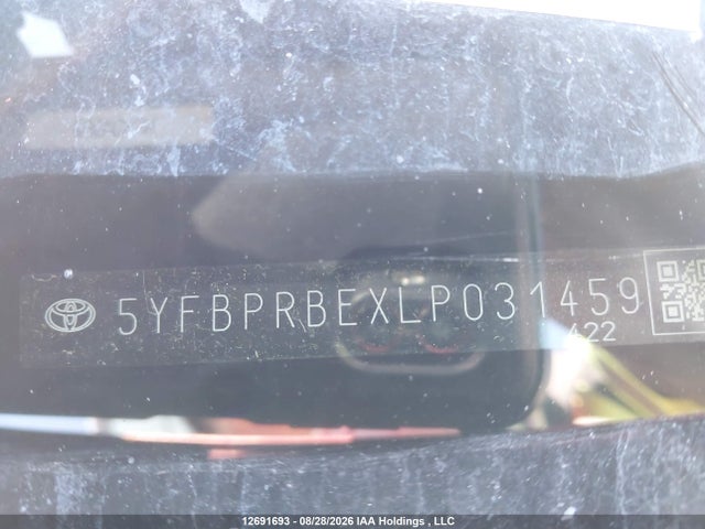 12691693 :رقم المزاد ، 5YFBPRBEXLP031459 vin ، 2020 Toyota Corolla Le مزاد بيع