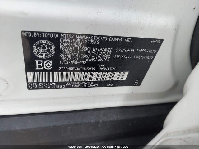 Toyota Rav4 Limited 2019 2T3D1RFV4KC045030 Image 18