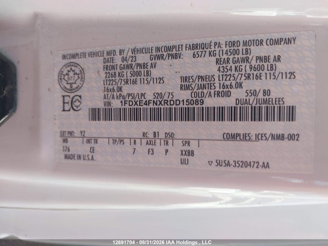 Ford E-450 Cutaway 2024 1FDXE4FNXRDD15089 Image 9