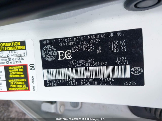 Aukcja sprzedaży 2025 Toyota Camry Xse/xle/le/se, vin: 4T1DAACK0SU587132, numer aukcji: 12691728