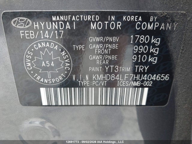Продаж на аукціоні авто 2017 Hyundai Elantra Gls, vin: KMHD84LF7HU404656, номер лоту: 12691773