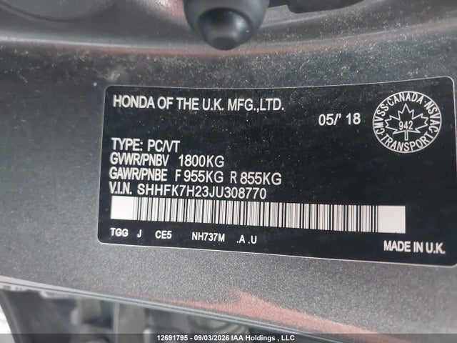Honda Civic Lx 2018 SHHFK7H23JU308770 Image 18