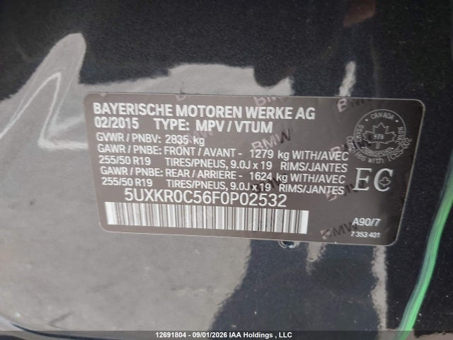 Aukcja sprzedaży 2015 Bmw X5 Xdrive35i, vin: 5UXKR0C56F0P02532, numer aukcji: 12691804