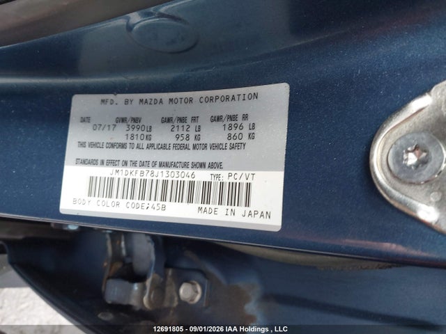 Aukcja sprzedaży 2018 Mazda Cx-3 Gx, vin: JM1DKFB78J1303046, numer aukcji: 12691805