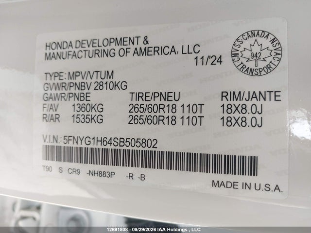 Honda Pilot Trailsport 2025 5FNYG1H64SB505802 Image 9