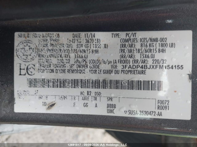 Ford FIESTA SE 2015 3FADP4BJXFM154155 Image 9