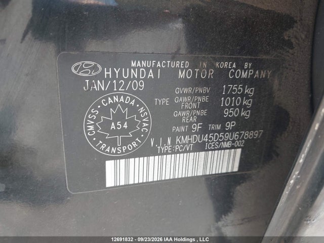 Продаж на аукціоні авто 2009 Hyundai Elantra Gls/se, vin: KMHDU45D59U678897, номер лоту: 12691832