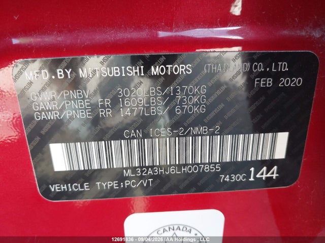 Mitsubishi MIRAGE ES 2020 ML32A3HJ6LH007855 Image 9