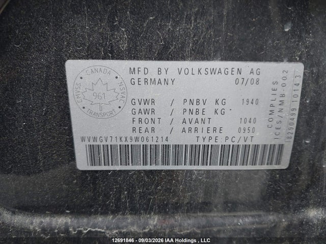 Продажа на аукционе авто 2009 Volkswagen Gti 5-door, vin: WVWGV71KX9W061214, номер лота: 12691846