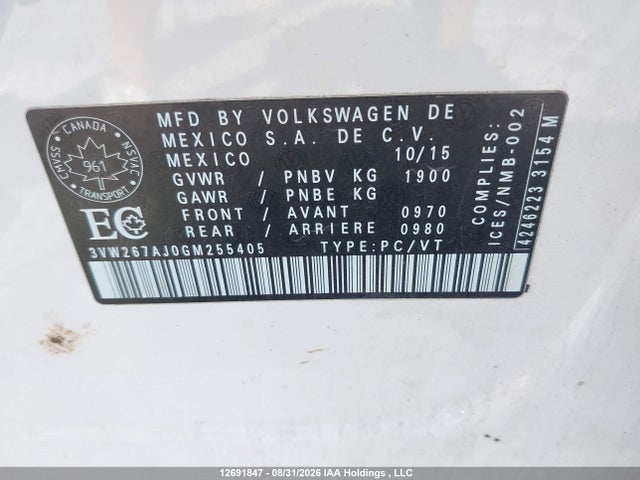 3VW267AJ0GM255405 Volkswagen Jetta 1.4 Tsi Trendline/1.4 Tsi Trendline+