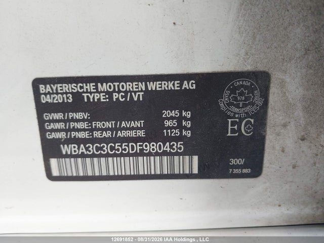 Продаж на аукціоні авто 2013 Bmw 320 I Xdrive, vin: WBA3C3C55DF980435, номер лоту: 12691852
