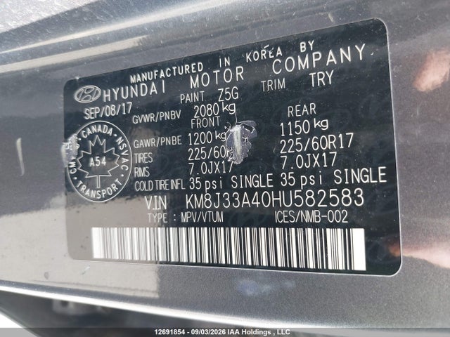 Hyundai Tucson 2017 KM8J33A40HU582583 Image 9