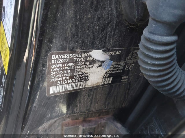 Aukcja sprzedaży 2017 Bmw X3 Xdrive28i, vin: 5UXWX9C31H0T21278, numer aukcji: 12691888