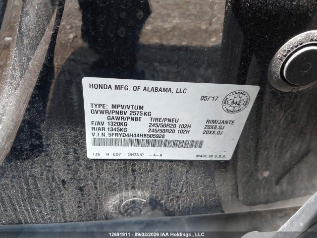 Acura Mdx Navi 2017 5FRYD4H44HB505928 Image 9