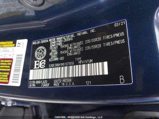Toyota Highlander Limited 2021 5TDFZRBH1MS107858 Image 18