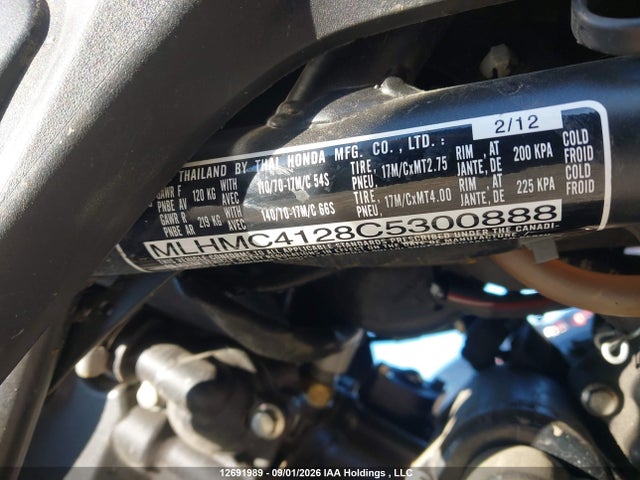 Auction sale of the 2012 Honda Cbr250 R, vin: MLHMC4128C5300888, lot number: 12691989
