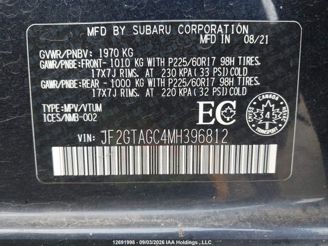 Subaru Crosstrek Premium 2021 JF2GTAGC4MH396812 Image 18