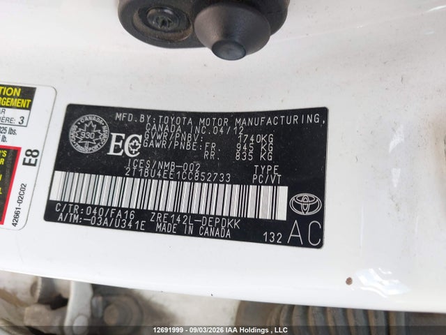 Продажа на аукционе авто 2012 Toyota Corolla, vin: 2T1BU4EE1CC852733, номер лота: 12691999