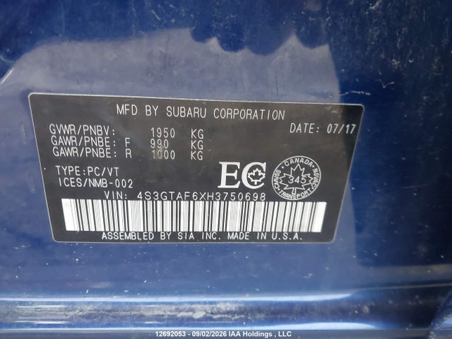 Subaru Impreza Sport 2017 4S3GTAF6XH3750698 Image 9