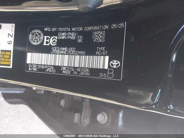 Toyota Corolla Hybrid Se 2025 JTDBDMHE7S3022955 Image 9