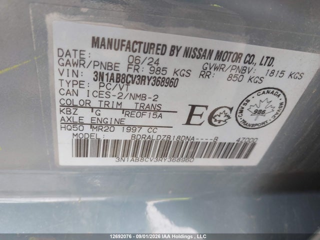 Nissan SENTRA SV 2024 3N1AB8CV3RY368960 Image 9