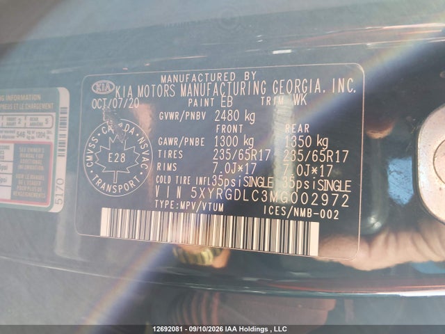 KIA SORENTO LX 2021 5XYRGDLC3MG002972 Image 9