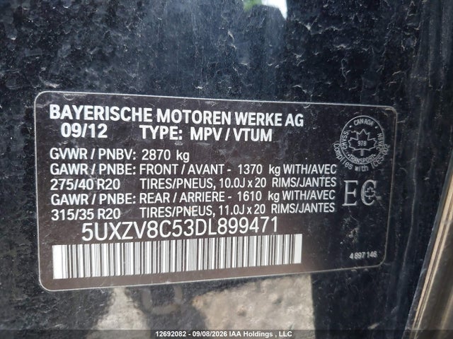 Продаж на аукціоні авто 2013 Bmw X5 Xdrive50i, vin: 5UXZV8C53DL899471, номер лоту: 12692082