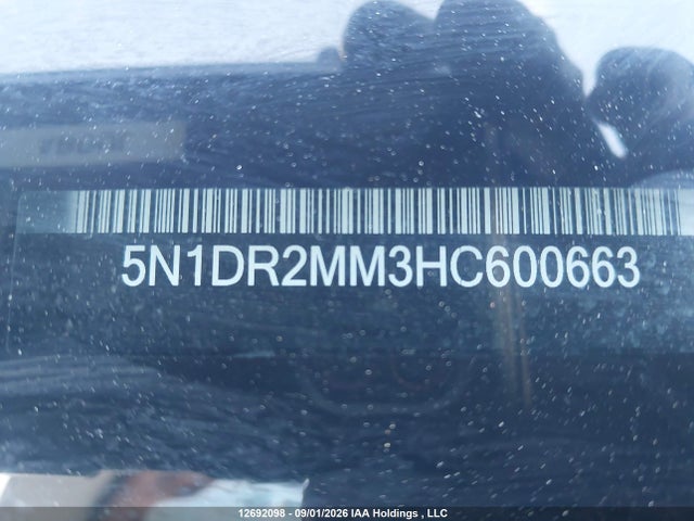 12692098 :رقم المزاد ، 5N1DR2MM3HC600663 vin ، 2017 Nissan Pathfinder S/sv/sl/platinum مزاد بيع