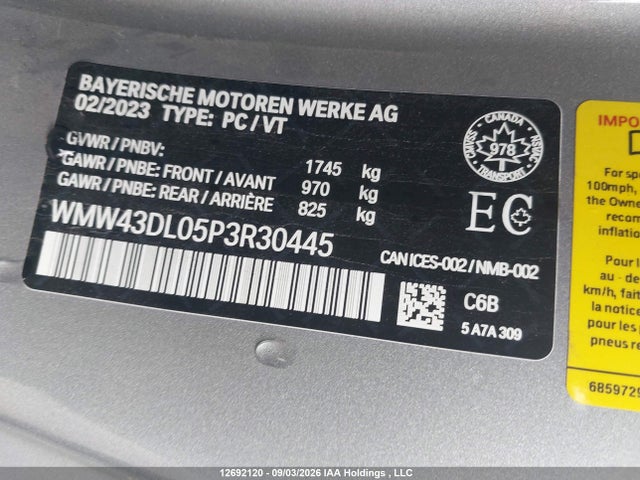 Продаж на аукціоні авто 2023 Mini Convertible Cooper S, vin: WMW43DL05P3R30445, номер лоту: 12692120