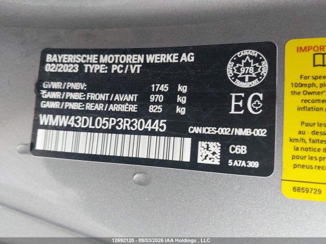 Продаж на аукціоні авто 2023 Mini Convertible Cooper S, vin: WMW43DL05P3R30445, номер лоту: 12692120