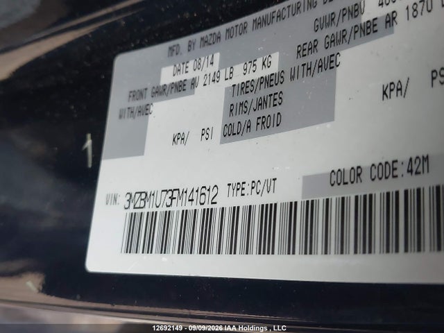 Mazda 3 2015 3MZBM1U73FM141612 Image 9