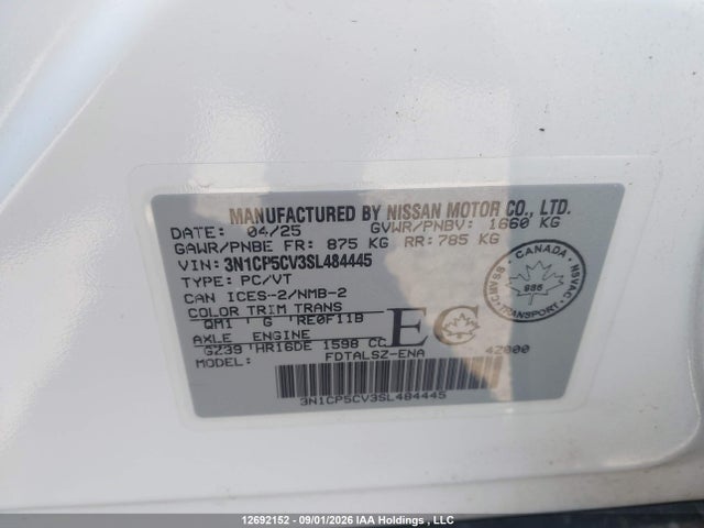 Продажа на аукционе авто 2025 Nissan Kicks Play Sv, vin: 3N1CP5CV3SL484445, номер лота: 12692152