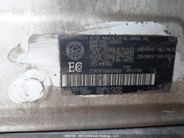 Продажа на аукционе авто 2022 Toyota Rav4 Xle/xle Premium, vin: 2T3R1RFV8NW324893, номер лота: 12692158
