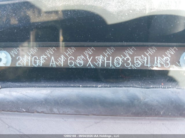 2007 Honda Civic Lx მანქანა იყიდება აუქციონზე, vin: 2HGFA165X7H035443, აუქციონის ნომერი: 12692188