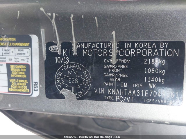 Продажа на аукционе авто 2014 Kia Rondo, vin: KNAHT8A31E7049561, номер лота: 12692213